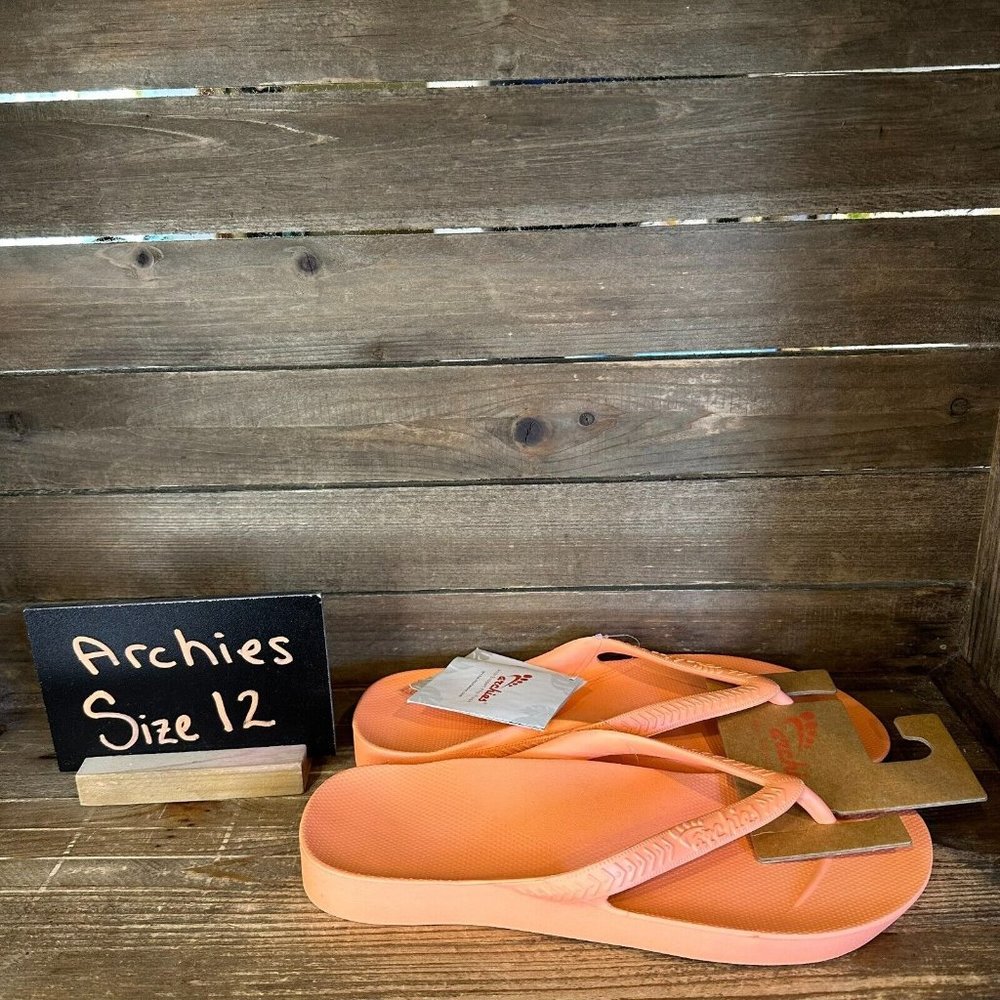 New NWT Mens Archies Light Orange Flip Flops Arch Support‎ Thong Sandals Size 12